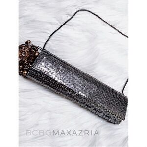 BCBGMaxAzria sequin clutch/handbag with bag charm NWOT